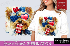 Yorkshire Terrier Dog Square Tshirt Background 4th Of July Product Image 1
