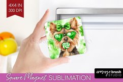 Yorkshire Terrier St. Patricks Day Dog Magnet Sublimation Product Image 1