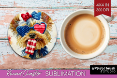 Yorkshire Terrier Dog Round Coaster 4th Of July Coaster PNG Product Image 1