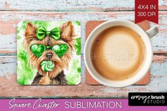 Yorkshire Terrier St. Patricks Day Dog Square Coaster Dog Product Image 1