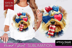 Yorkshire Terrier Dog Round Tshirt Background 4th Of July Product Image 1