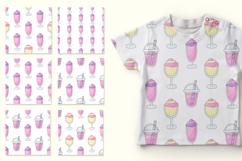 Pink milkshakes seamless pattern. Cute pattern with dessert Product Image 2