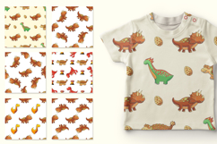 Cute funny kids dinosaur pattern. Colorful Triceratops Product Image 2