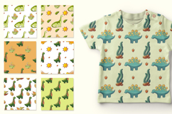 Cute funny green dinosaur pattern. Print for textile, fabric Product Image 2