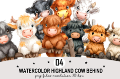 Watercolor highland cow Clipart png Whimsical cow Clipart Product Image 1