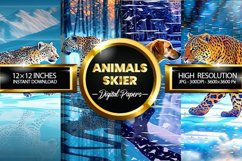 Animals Skier Digital Papers - 04 Variations Product Image 1