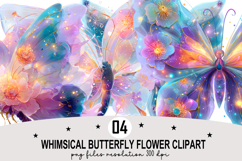 Whimsical Butterfly Flower Clipart Watercolor PNG Product Image 1