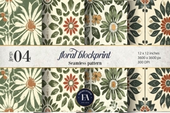 Retro Floral Block Print | Geometric Floral Pattern Product Image 1