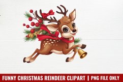 Funny Christmas Reindeer Clipart PNG Product Image 1