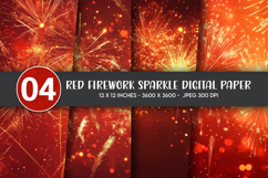 Red Firework Sparkle Digital Paper Product Image 1