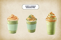 Matcha Pumpkin Spice Latte Clipart Bundle 4 PNG Product Image 2