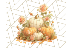 Pumpkin Clipart with Fall Flowers PNG Autumn Illustration Product Image 4