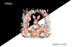 Easter Clipart, Easter Egg Basket Clipart, Easter Bunny Png Product Image 1