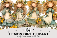 Whimsical Lemon girl clipart png Watercolor png Product Image 1