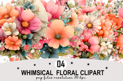 Whimsical Floral Clipart Watercolor Png Product Image 1