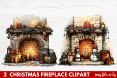 Cozy Christmas Fireplace Clipart | Holiday Mantel &amp; Winter Product Image 1