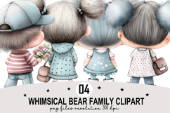 Whimsical Bear Family Clipart Watercolor Clipart png Product Image 1