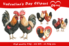 Valentine Rooster Love Illustration Clipart PNG Product Image 1