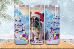 Winter Dog Christmas Snowflake PNG, Icy Tree 20oz Tumbler wr Product Image 1