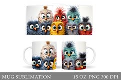 Funny Birds Mug Design. Cute Birds Mug Sublimation Product Image 1