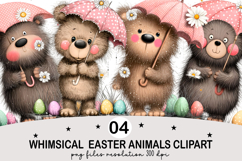 Whimsical Easter Animals Clipart Watercolor png Product Image 1