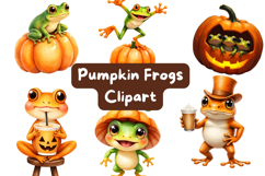Halloween Frog Clipart Bundle - Cute Spooky Amphibian Product Image 6