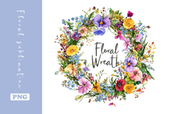 Watercolor Lovely Wildflower Wreath Clipart Product Image 1