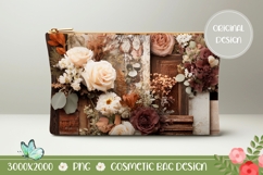 Boho Flowers Cosmetic Bag, Floral Cosmetic Bag Template Product Image 1