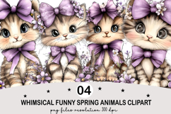 Whimsical Funny Spring Animals Clipart Watercolor png Product Image 4