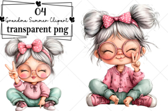 Whimsical Funny Grandma Summer Clipart Watercolor PNG Product Image 1