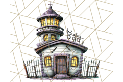 Halloween Buildings Clipart PNG, Haunted Houses Art Product Image 4