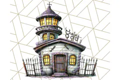 Halloween Buildings Clipart PNG, Haunted Houses Art Product Image 4