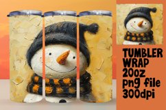Holiday Snowman Tumbler Wrap - Cute Sublimation 20oz PNG Product Image 1