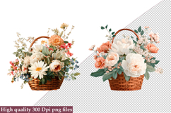 Watercolor Flower Basket Clipart, Flower Basket PNG Product Image 1