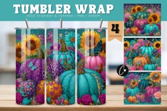 Glitter Pumpkins Fall Tumbler Wrap PNG Product Image 1