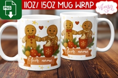 Cute Christmas mug wrap PNG, Gingerbread man mug template Product Image 3