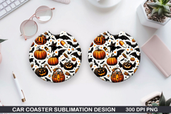 Pumpkins Car Coaster Sublimation| Halloween Coaster PNG Product Image 1