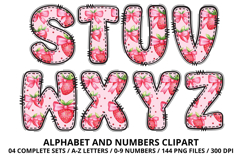 Coquette Strawberry Alphabet PNG Letters &amp; Numbers 300DPI Product Image 4