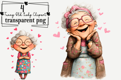 Funny Old Lady Clipart Watercolor PNG Product Image 1