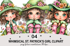 Whimsical St. Patrick's Girl Clipart Watercolor png Product Image 5