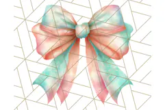 Coral and Aqua Christmas Clipart PNG, Pastel Holiday Art Product Image 4
