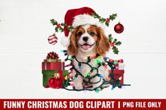 Funny Christmas Dog Watercolor Clipart PNG Product Image 1