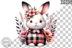 Bunny With Flowers Sublimation - Clipart PNG Design Product Image 1