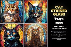 Cat Stained Glass Square Coaster - 04 Variations Product Image 1