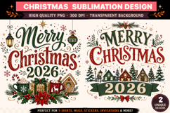Christmas PNG|Merry Christmas 2026 PNG|Christmas Sublimation Product Image 1