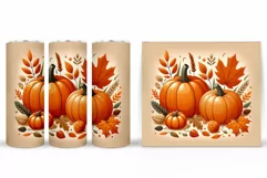 Fall Pumpkin Tumbler Sublimation. Fall Tumbler Design Product Image 2