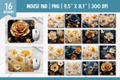 3d Gold Butterflies &amp; Flowers Mouse Pad Sublimation Bundle Product Image 1