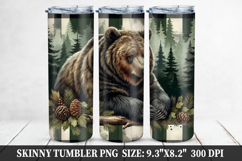 Bear Skinny Tumbler 20oz Wrap Design, Animal Tumbler Wrap Product Image 1