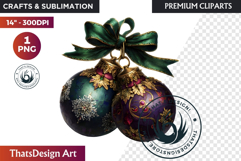 Christmas Jewel Baubles Clipart | Elegant Holiday Ornaments Product Image 1