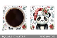 Christmas Panda Coaster. Christmas Coaster Sublimation Product Image 1
